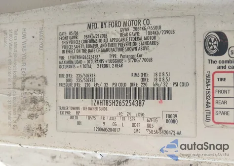 2006 Ford Mustang Gt from USA, damaged, VIN 1ZVHT85H265254387